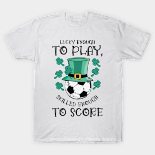 St. Patrick's Day Soccer Sport Lucky Shamrock Football T-Shirt